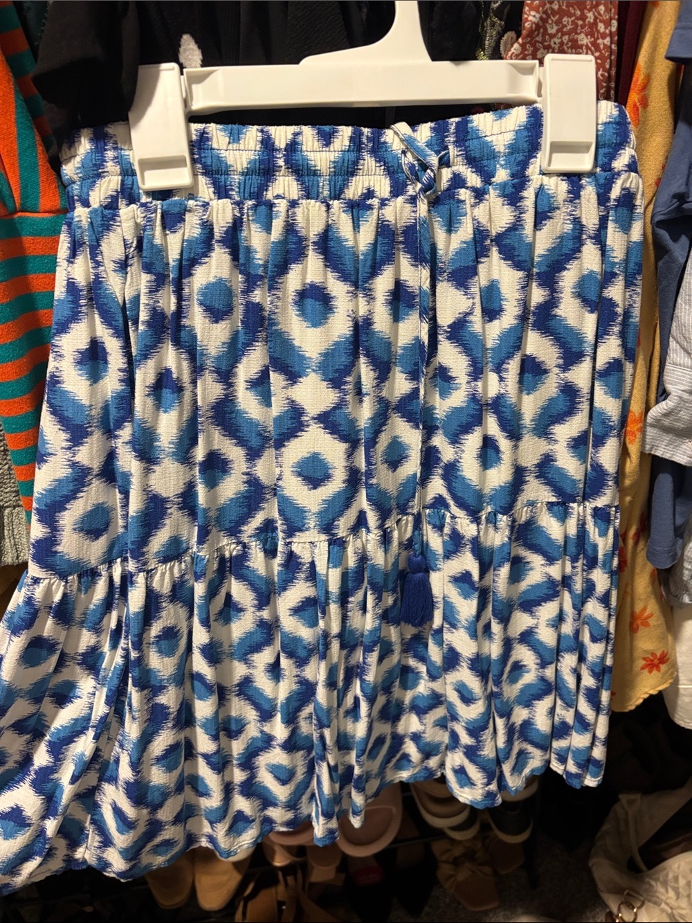 Knox Rose Blue & White Tiered Ikat Skirt
